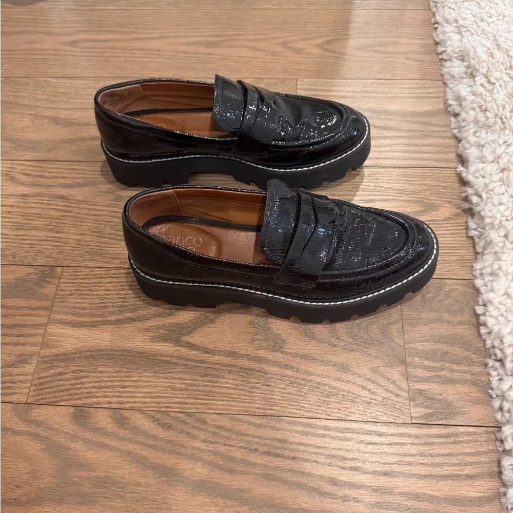 Franco Sarto Glossy Black Loafers